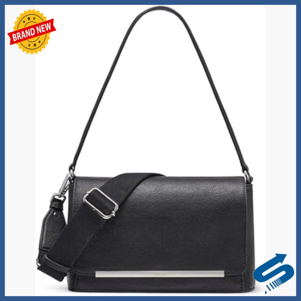 Convertible Vegan Leather Shoulder Bag With Adjustable Strap & Pockets